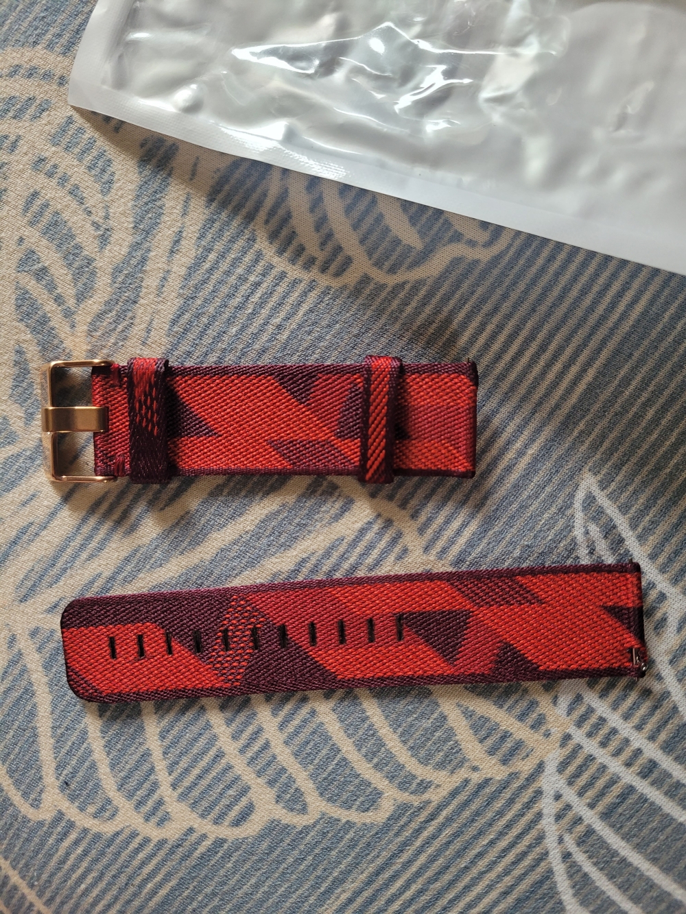 Red Geometric Nylon Watch Strap for Men